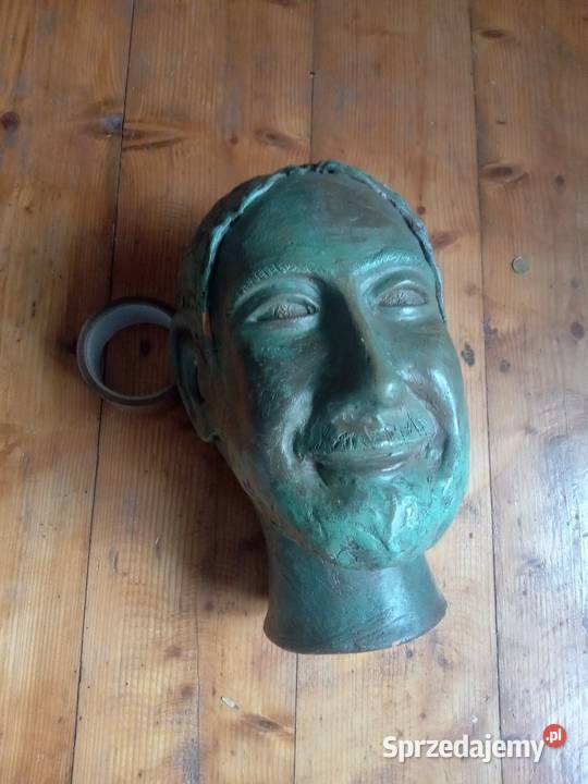 Tarakotowa glowa sygnowana Rękodzieło Gdów