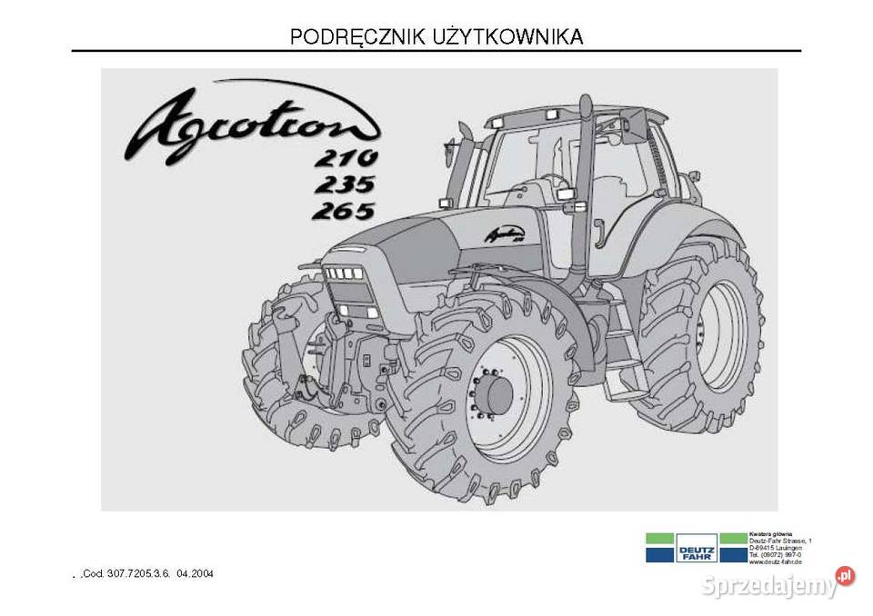 Deutz Fahr Agtotron K420 Instrukcja katalog Szamotuły
