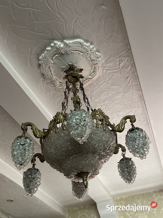 Antyk lampa z brązu żyrandol kryształowy 2 Bystrzyca Kłodzka