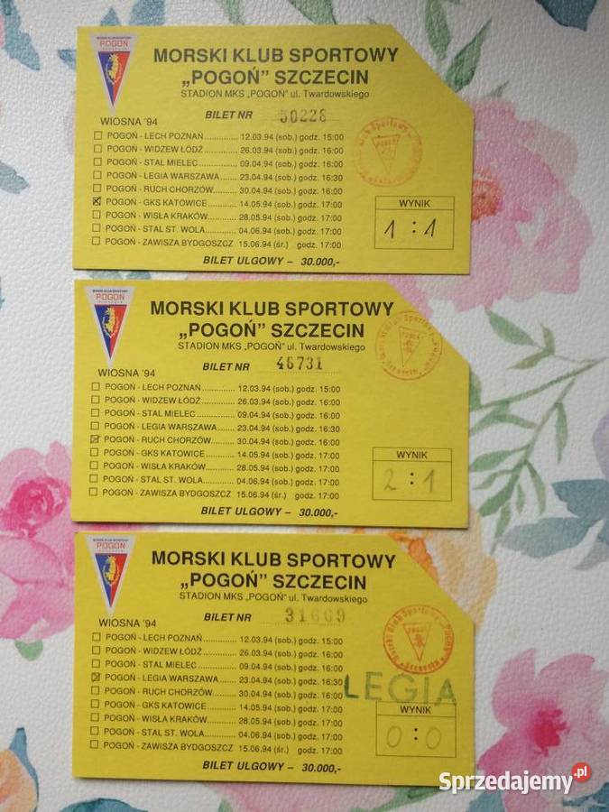 1159 Bilety Pogoni Szczecin 1004 R sprzedam