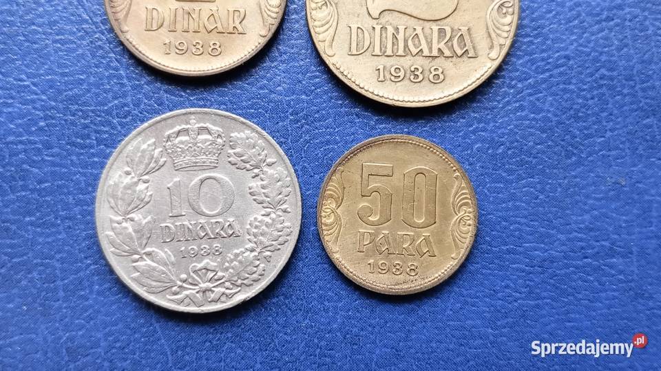 Stare monety Jugosławia 1938 50 para 1 dinar 2 podkarpackie Lesko