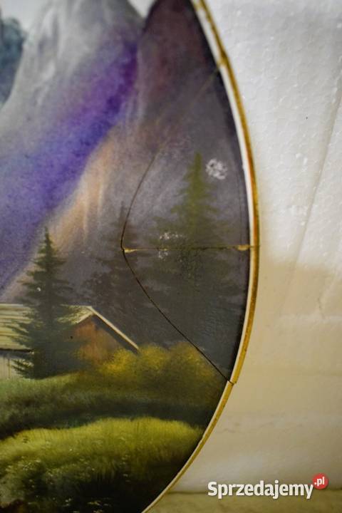 Duży talerz ozdobny z pejzażem górskim kujawsko-pomorskie Chełmno