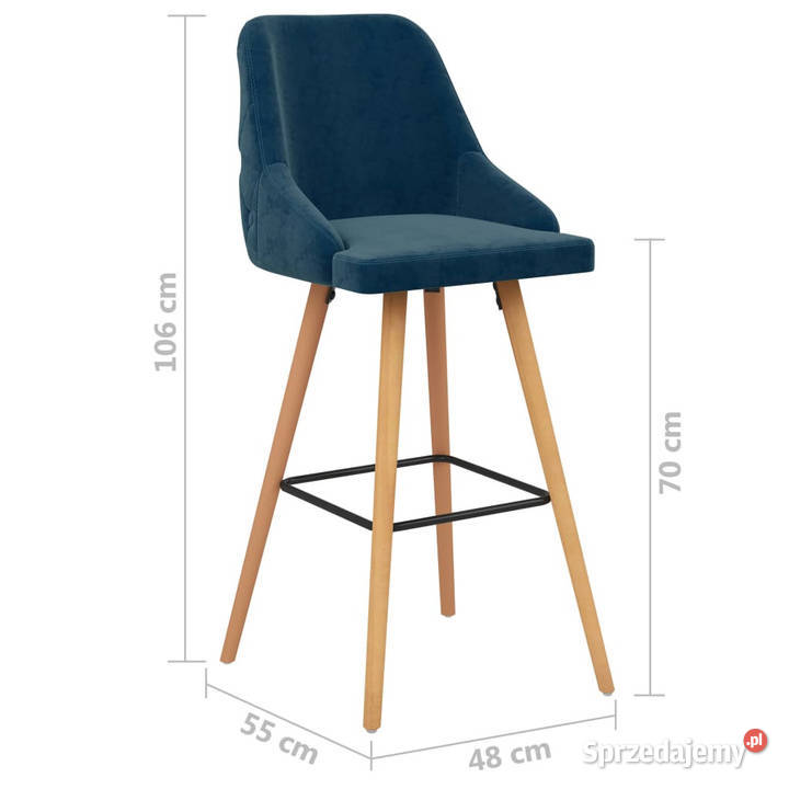 Stołki barowe 2 niebieskie tapicerowane