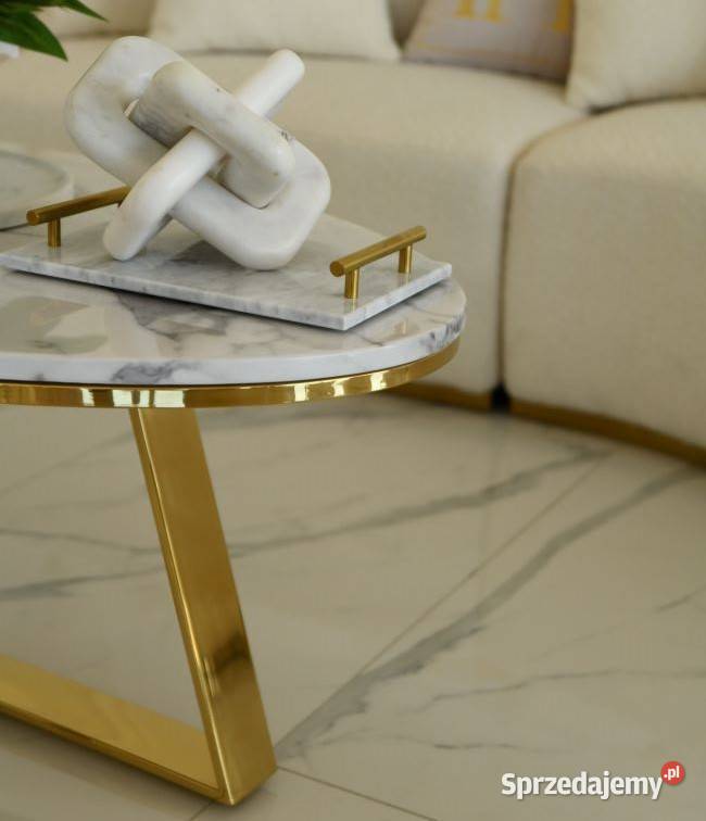 Stolik kawowy glamour złoty nowoczesny owalny sprzedam