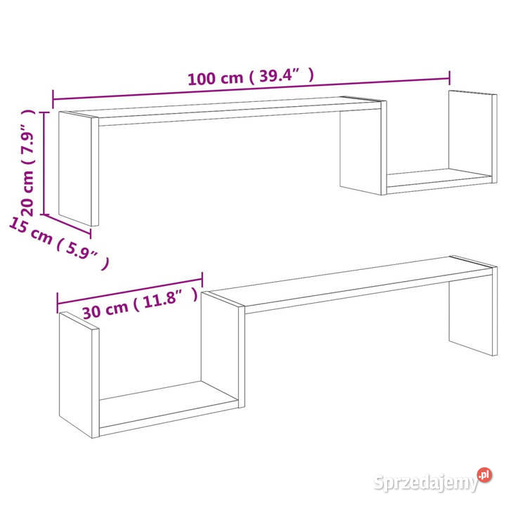 Półki ścienne 2 szarość betonu 100x15x20 Półki Warszawa sprzedam