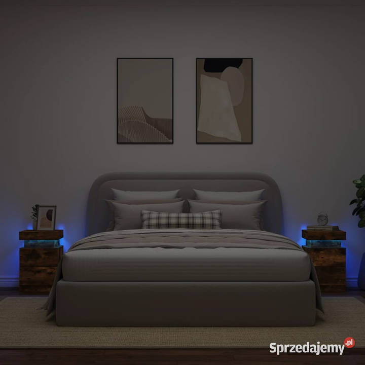 Szafki nocne z LED 2 przydymiony dąb 35x39x55 Warszawa