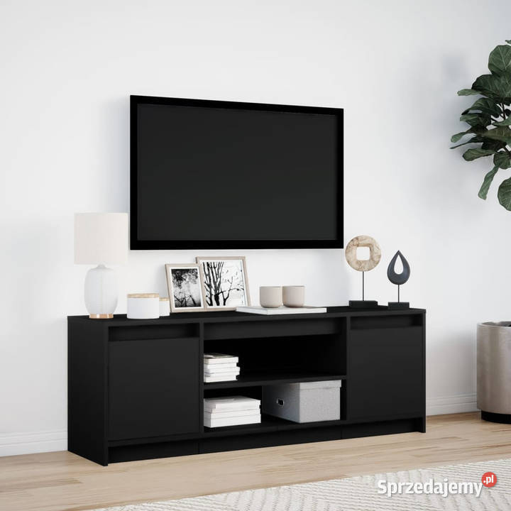Szafka TV z LED czarna 1395x34x50 materiał Warszawa sprzedam