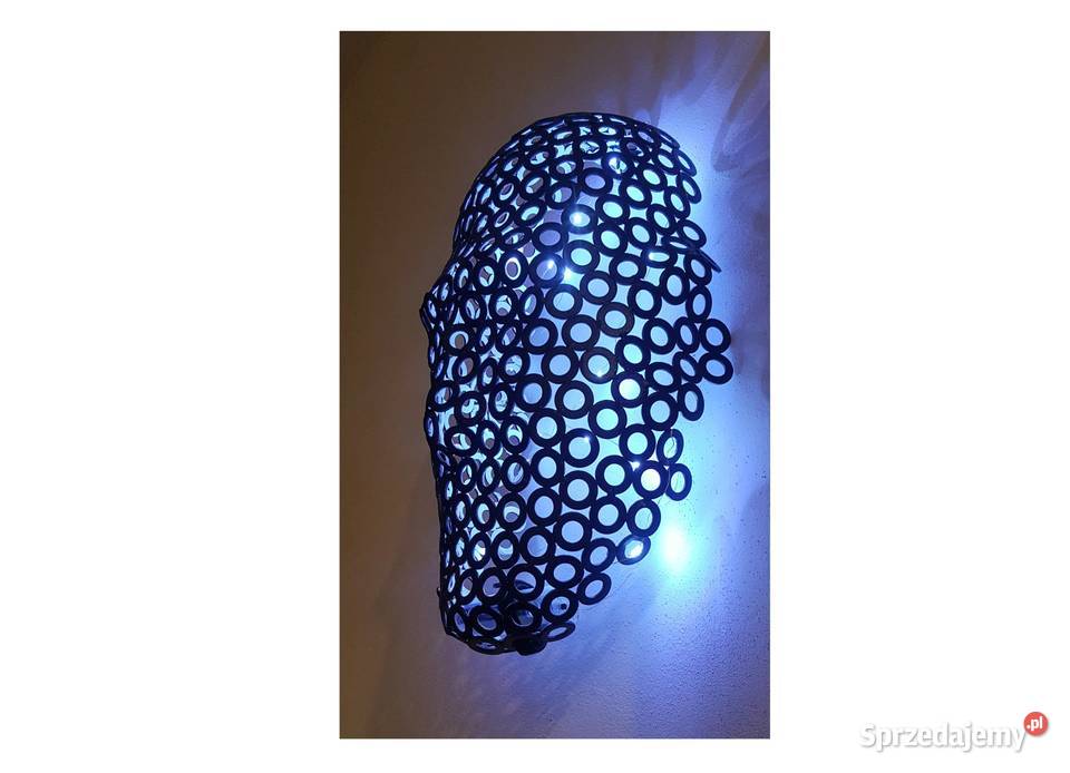 Rzeźba twarz 3D retro vintage industrial czarny Jeżowe sprzedam