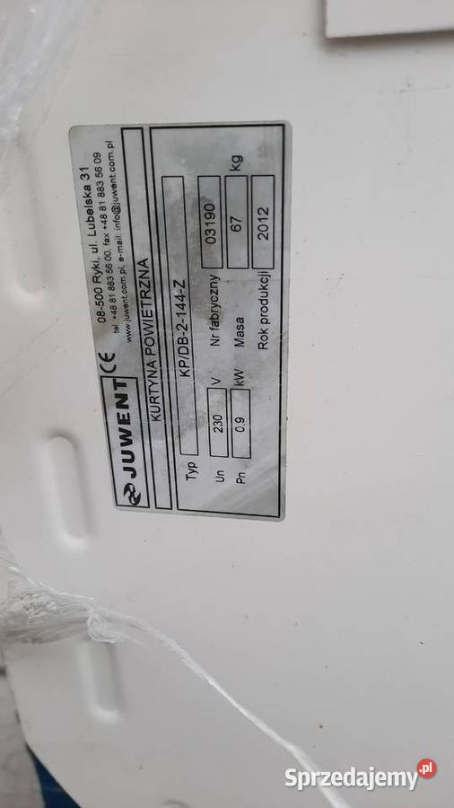 82 L78	Kurtyna powietrzna Juwent