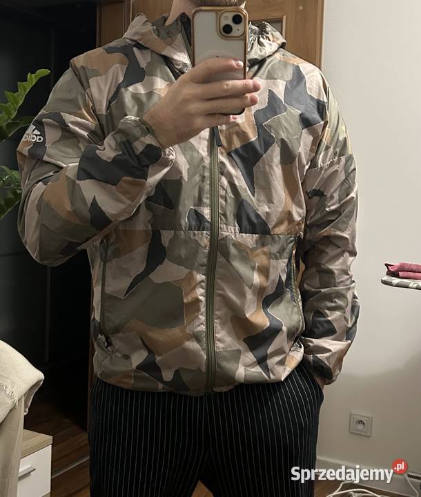 Kurtka z kapturem wiatrówka Adidas parka moro Odzież i bielizna męska Płock