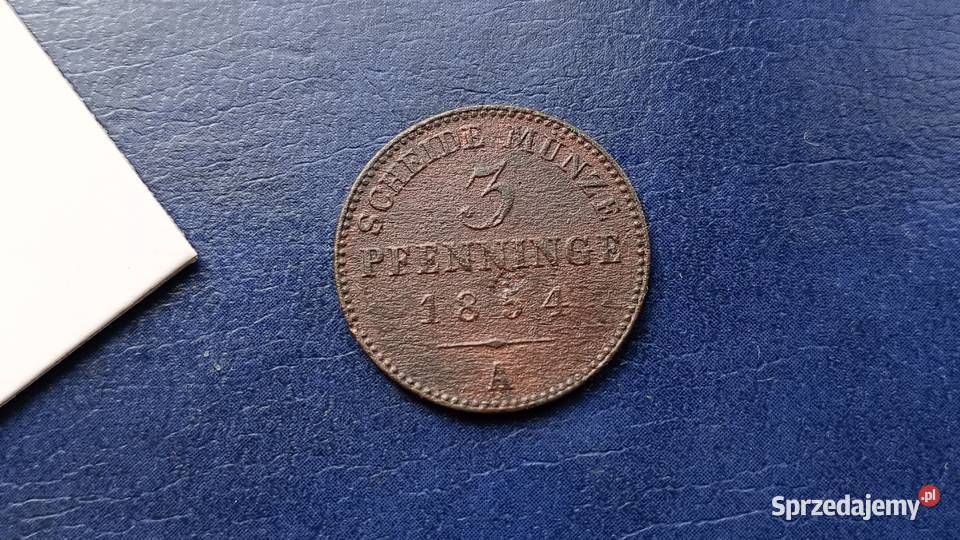 Stare monety 3 fenigi 1854 Niemcy podkarpackie Lesko