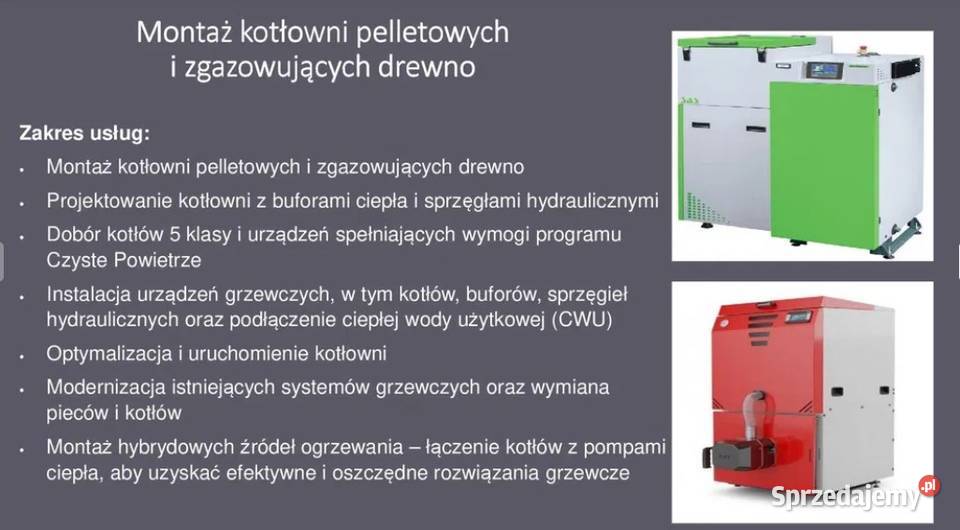 Montaż kotłowni peletowych i zgazowujących drewn Zduni, piece i kominki Pruszków