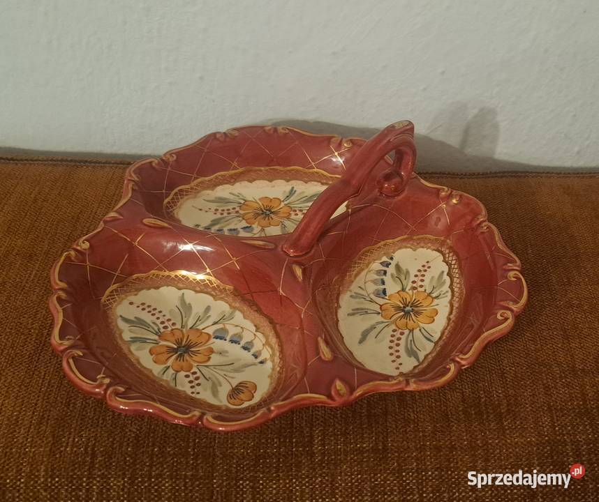 porcelanowa patera ręcznie malowana sygnowana Warszawa