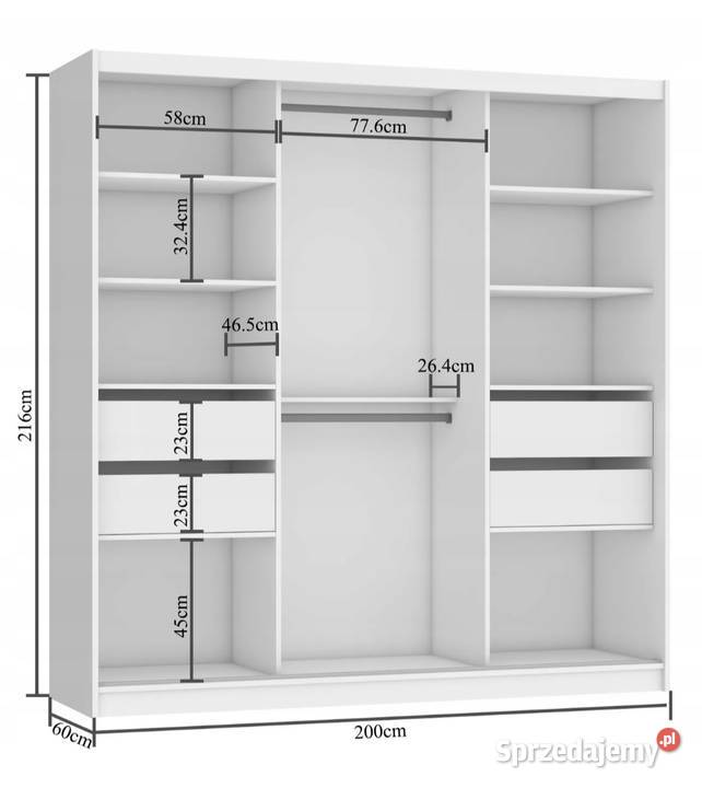 Szafa przesuwna z lustrem SZUFLADY 200 200cm Koźmin Wielkopolski