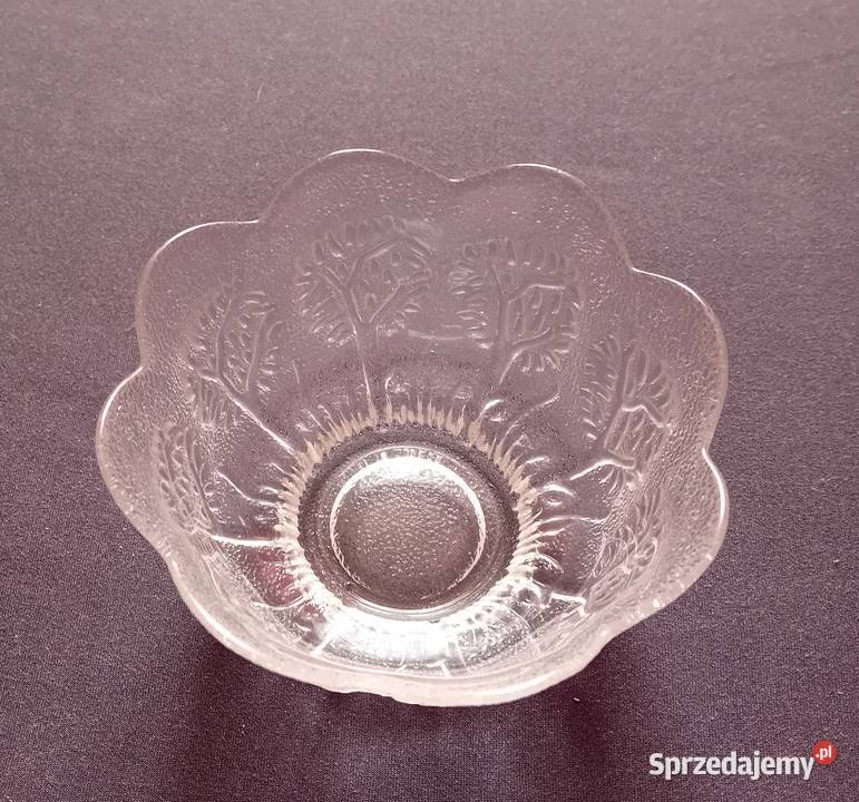 Skandynawska szklana miseczka z roślinnym wzorem Koźminek sprzedam