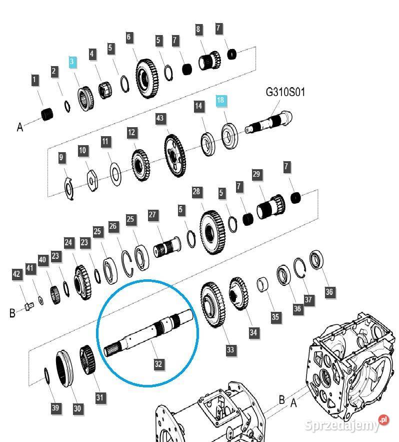 Wałek skrzyni biegów TRG285 LS Tractor 40009364