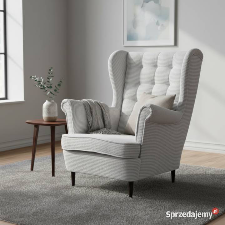 Fotel Uszak Skandynawski Śmietankowy Beż Dostawa Tarchały Małe