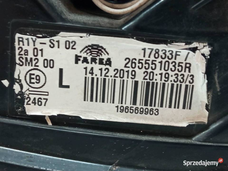 LAMPA TYŁ LEWA EU 265551035R Renault Clio V 2019
