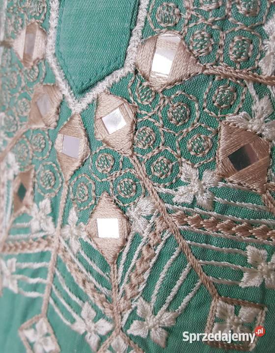 Nowa zielona tunika indyjska S 36 kameez kurta Bluzki i koszule Szczecin