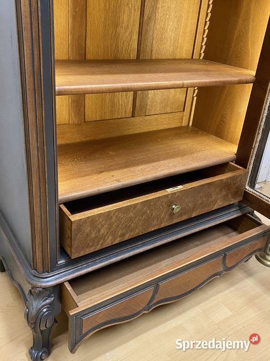 BIBLIOTEKA 1drzwiowa witryna antracyt Louis XV 50cm