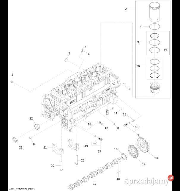 R522884 John Deere 8345R Wałek rozrządu Jastrzębniki sprzedam