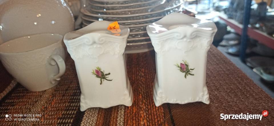 Świecznik Biała porcelana z różyczką Gdańsk