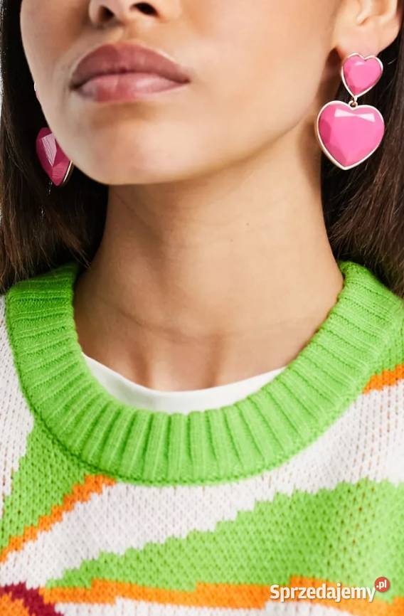 ASOS Duże różowe kolczyki z Londynu serca NOWE Dodatki Kraków