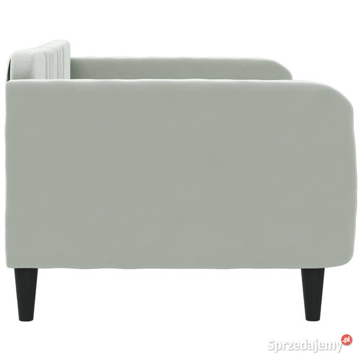 Sofa z funkcją spania jasnoszara obita aksamitem Warszawa