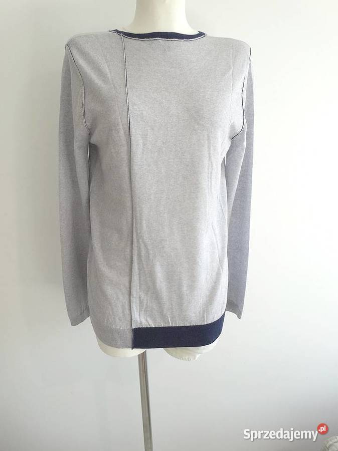 Sweter Wełniany 100 Wełna Merino Fine Jasnoszary podlaskie Łomża sprzedam