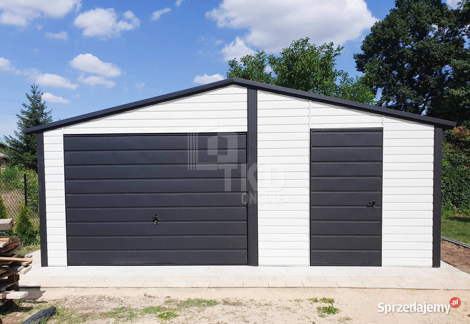 Garaż Blaszany 65x5 Brama drzwi okno Antracyt
