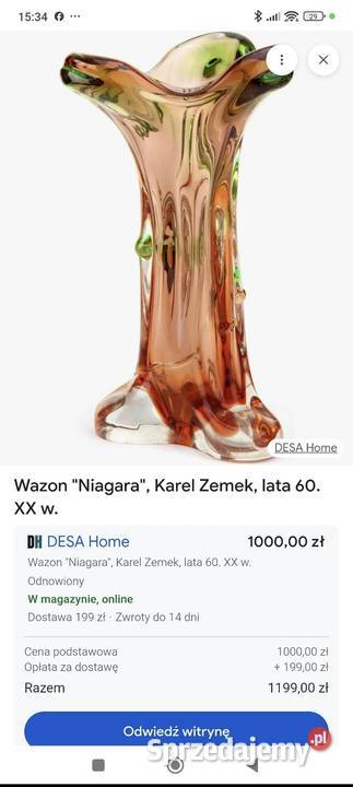 Wazon Niagara Mstisov Karel Zemeklata 60 XX w łódzkie Pabianice
