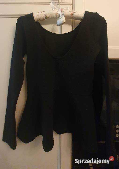 Bluzka z baskinką długi rękaw czarna HM S36 H&M Warszawa sprzedam