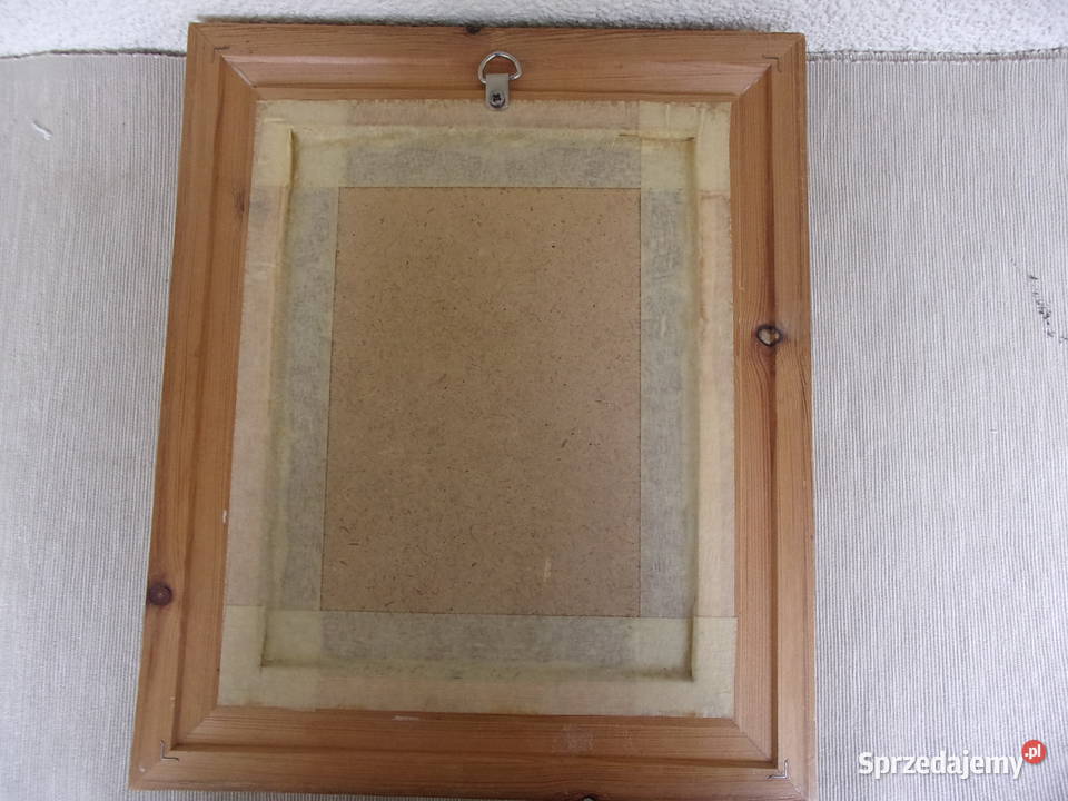 Rycina z kwiatami w drewnianej ramie szybą