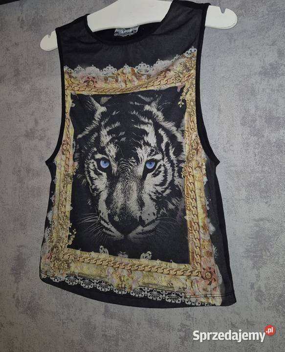Bluzka damska czerń Tygrys 38M krótki Łódź