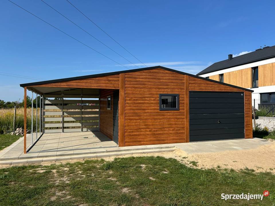 Garaż jednostanowiskowy 855 m z Wiatą Dach Poborowo