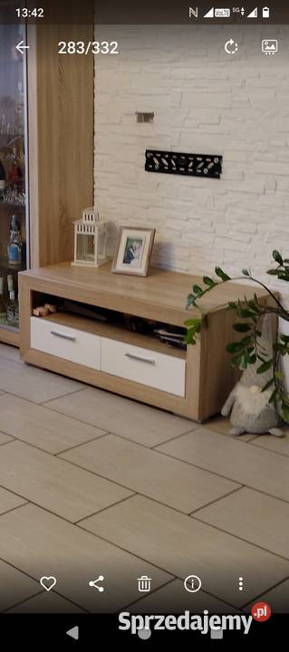 Szafka RTV 115 BLACK RED WHITE dąb Sonoma biały 55cm Witkowo