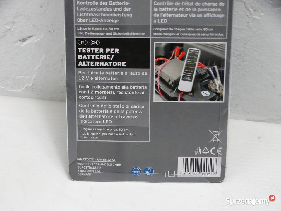 Tester Akumulatora I Alternatora 12V Powerfix Biłgoraj sprzedam
