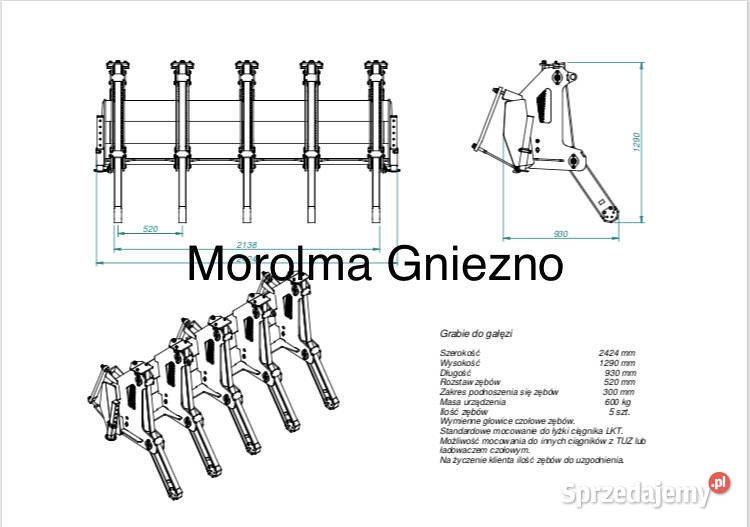 Grabie do lasu zgrabiarka do gałęzi brona leśna Łódź