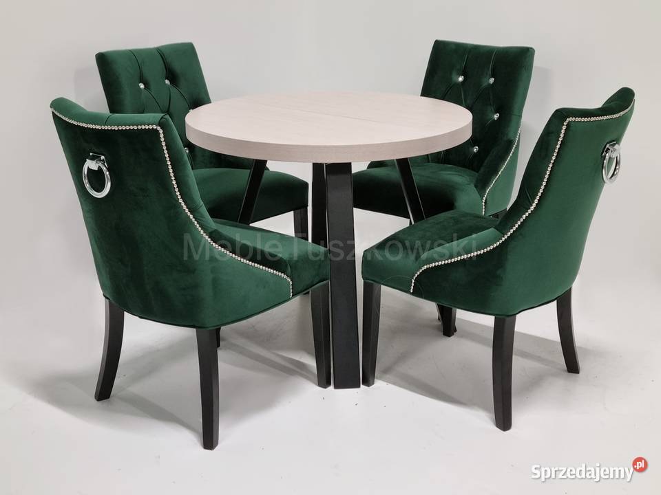 Krzesło tapicerowane z kołatką butelkowa zieleń Producent