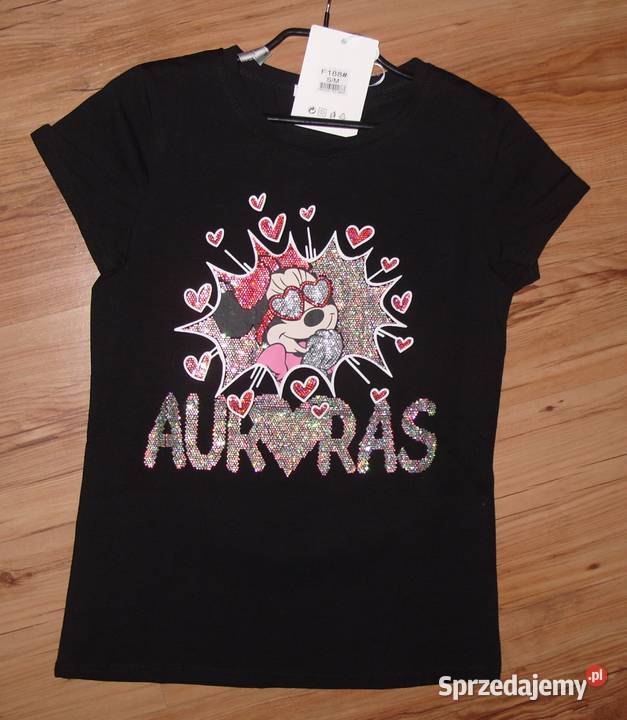 Serca MIKIHolo cyrkonie czarna NOWA bluzeczka Inny materiał Rawicz sprzedam