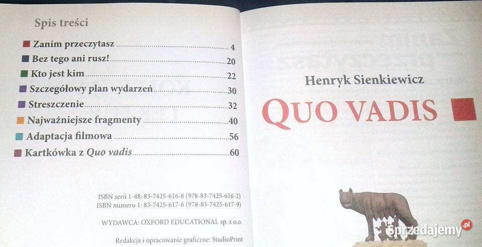 Quo Vadis Omówienie lektury szkolnej Kolekcja Pozostałe