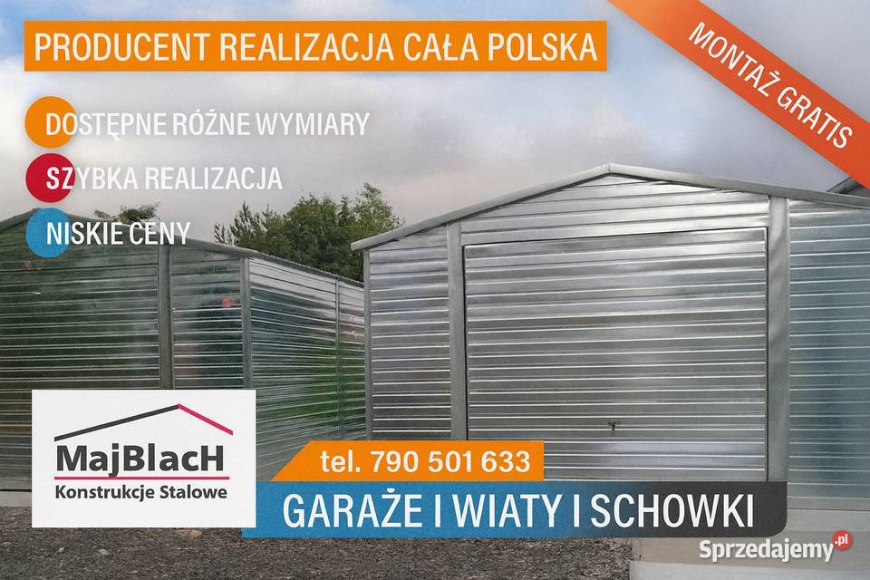 Ocynkowany Blaszak Garaż Blaszany Dwuspadowy Gostyń