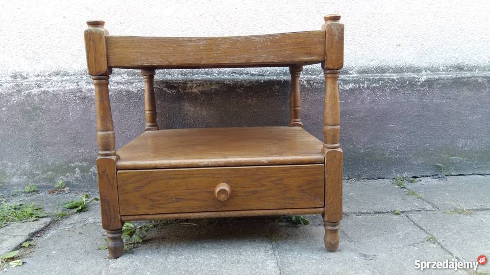 Niski dębowy stolik z szufladą 154 53cm sprzedam