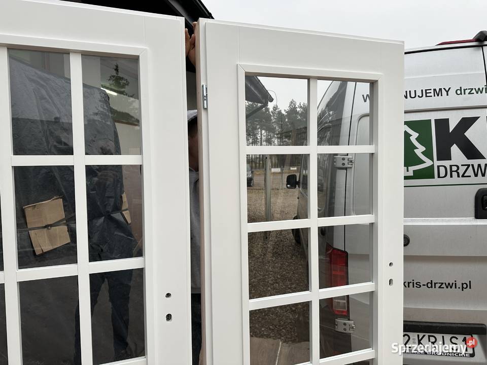 Drzwi drewniane białe RĘKI szpros 88X205 CAŁA Grzybno