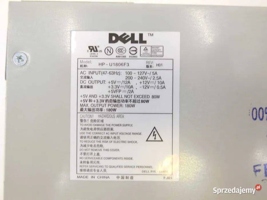 Zasilacz DELL MODEL HPU1806F3 PN01N405 180W Łódź
