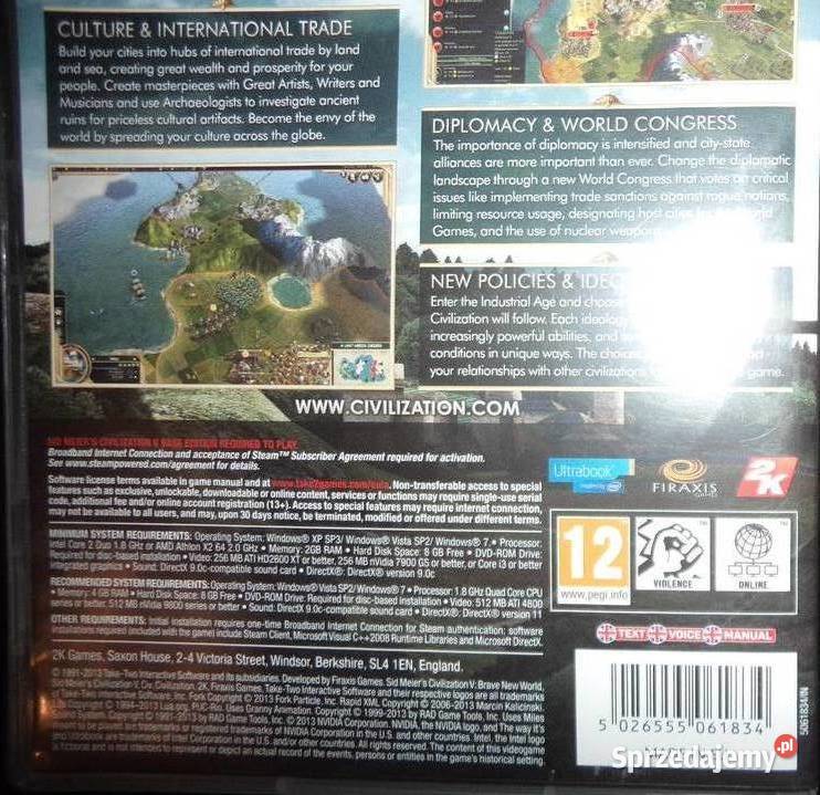 Civilization 5 V Brave worldPC DVD mapainskod