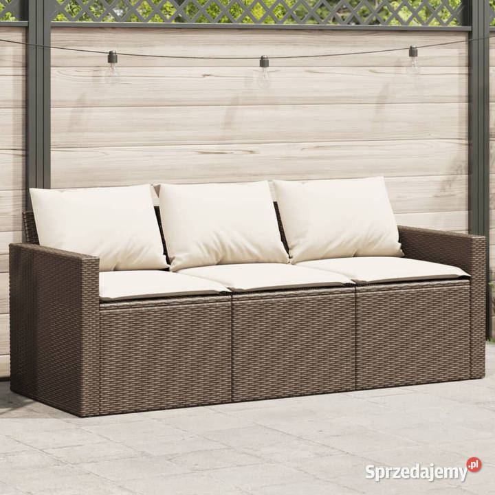 Sofa ogrodowa z poduszkami 3osobowa brązowa Warszawa
