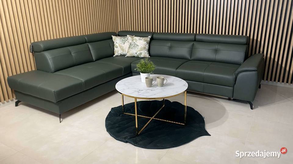 Narożnik Siella skóra naturalna 100 spanie Piasek