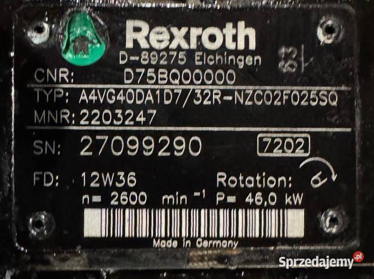 Rexroth D75BQ00000 A4VG40DA1D7 32RNZC02F025SQ Poznań