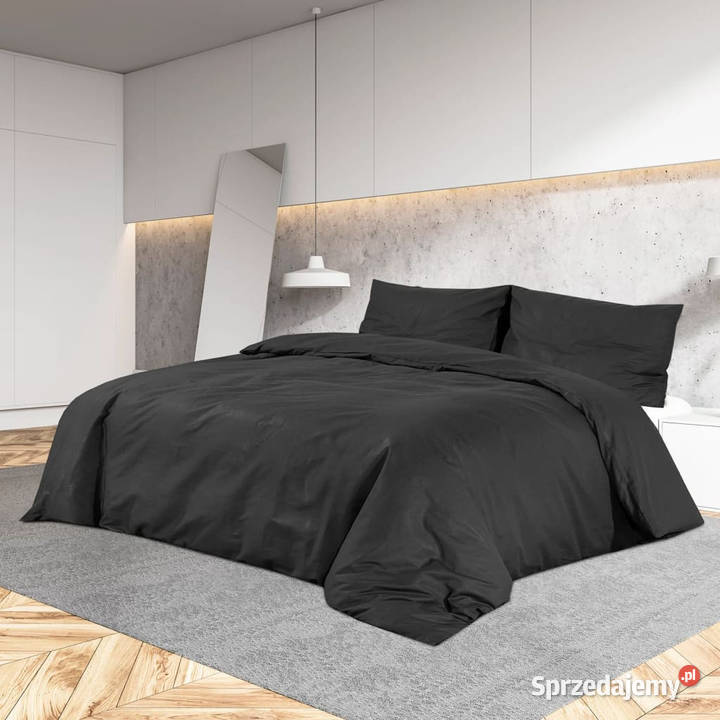 Zestaw pościeli czarny 200x220 lekka mikrofibra mazowieckie